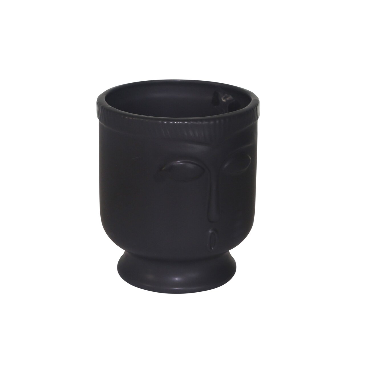 Kingston Living Matte Finish Surprised Face Ceramic Vase - 5.5" - Black